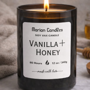 Black and white Script Personalized Candle Label