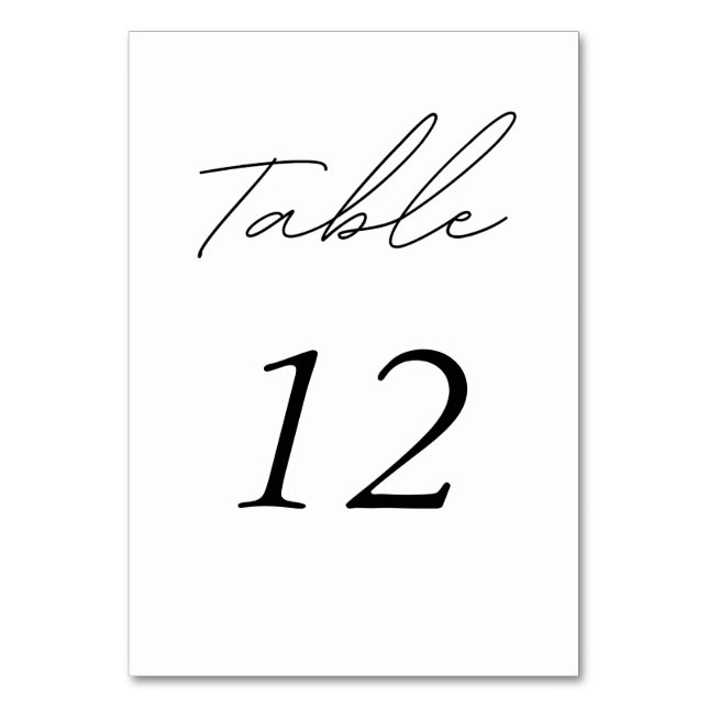 black and white script photo  table number (Front)