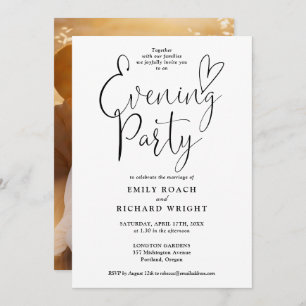 Black And White Script Photo Wedding Evening Party Invitation