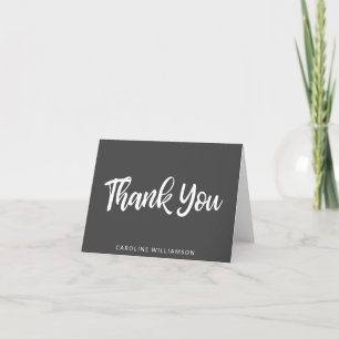 Black and White Script Typography Personalised Thank You Card