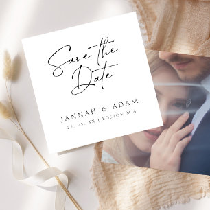 Black And White Script Typography Photo Wedding Save The Date