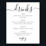 Black and white script wedding drinks bar menu poster<br><div class="desc">Black and white script wedding drinks menu poster. Suitable for birthday,  anniversary and any other party. Please contact me if you need additional items.</div>