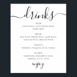 Black and white script wedding drinks bar menu poster<br><div class="desc">Black and white script wedding drinks menu poster. Suitable for birthday,  anniversary and any other party. Please contact me if you need additional items.</div>