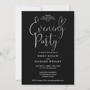 Black And White Script Wedding Evening Party Invitation