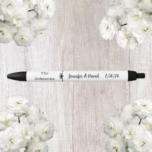 Black and White Script Wedding Favour Pen