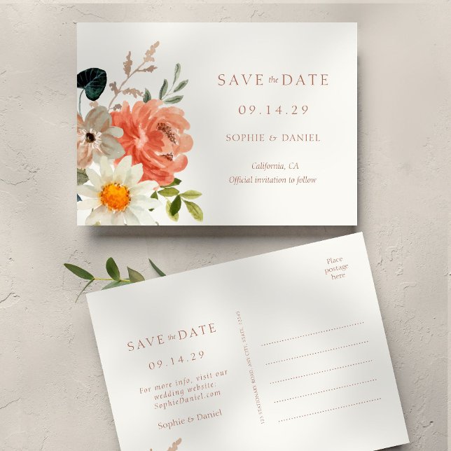 Black and White Script Wedding Save The Date  Announcement Postcard (Creator Uploaded)