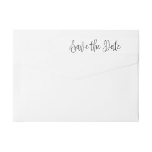 Black and white script wedding save the date wrap around label