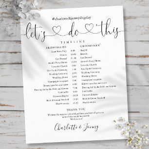 Black And White Script Wedding Schedule Timeline