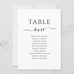 Black and white script wedding seating chart invit invitation