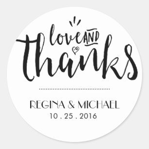 Black and White Script Wedding Thank You Sticker