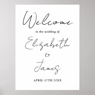Black And White Script Wedding Welcome Sign