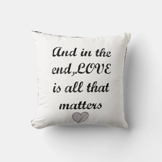 Black and White Scripted Love Throw Pillow (Front)