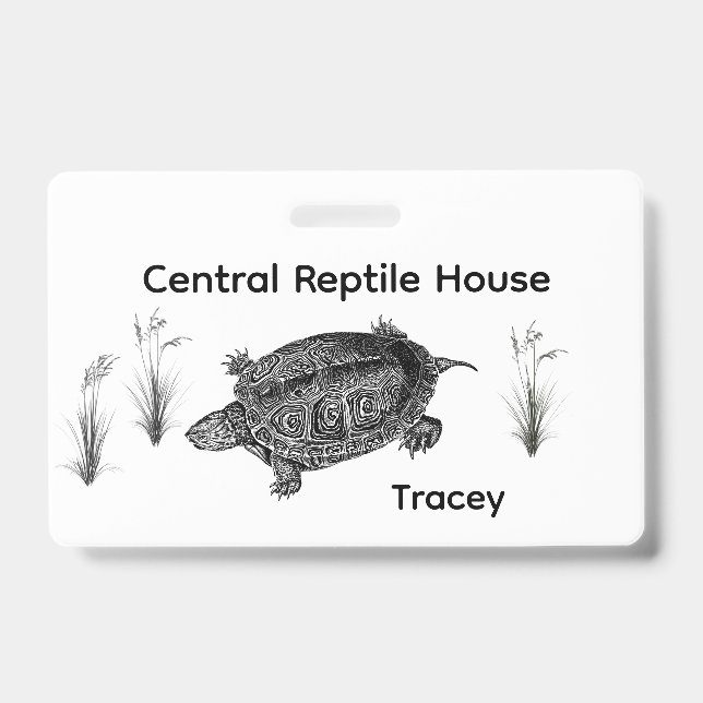 Black and White Sea Turtle Zoo Guide  ID Badge (Front)