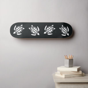 Black and white Sea Turtles Pattern  Skateboard