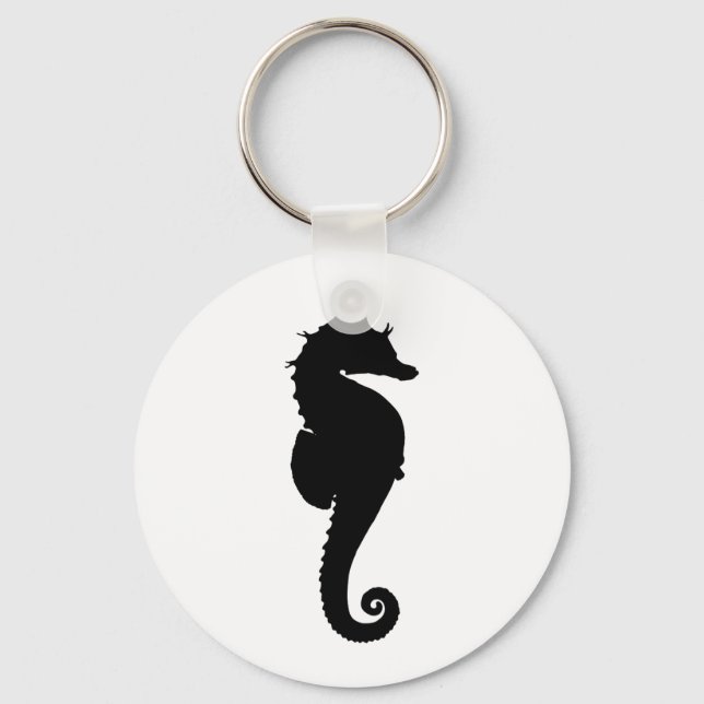 Black and White Seahorse Key Ring (Front)