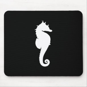 Black and White Seahorse Mouse Mat