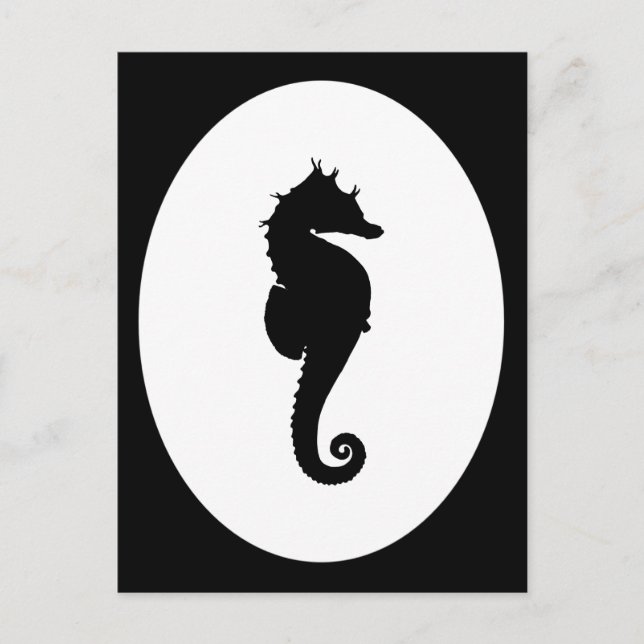 Black and White Seahorse Postcard (Front)
