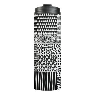 Black and white seamless doodle pattern. Hand-draw Thermal Tumbler