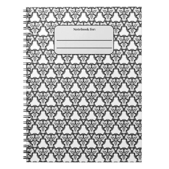 Black and white seamless pattern custom notebook (Front)