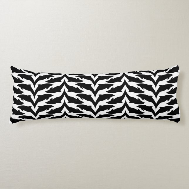 Black and White Seamless Pattern - Dolphin  Body Cushion (Front)