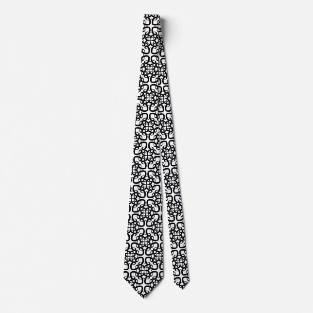 black and white seamless pattern on tie (Front)