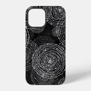 black and white seamless round shapes iPhone 12 case