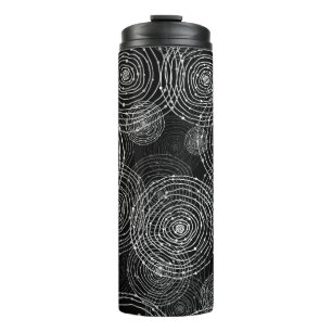 black and white seamless round shapes thermal tumbler