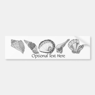 Black and White Seashell Art Bumper Sticker