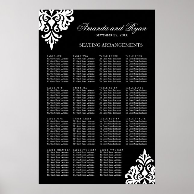 Black and White Seating Arrangement Poster (Front)