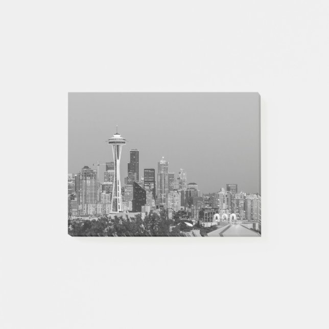 Black and White Seattle cityscape Post-it Notes (Front)