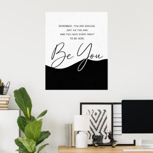 Black and White Self‑Worth Quote Poster Minimalist
