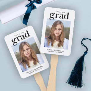 Black and White Serif Photo Graduation Hand Fan
