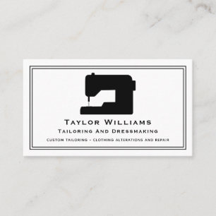 Black And White Sewing Machine Seamstress Tailor Business Card