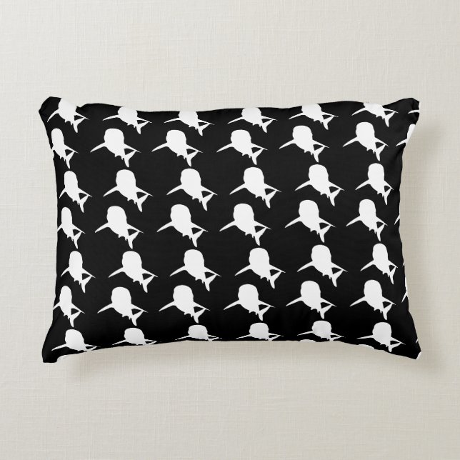 Black and white Shadow fish shark whale pattern Decorative Cushion (Front)