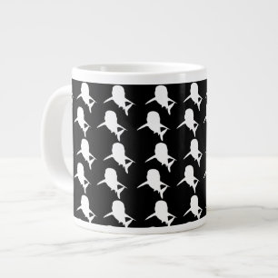 Black and white Shadow fish shark whale pattern Large Coffee Mug