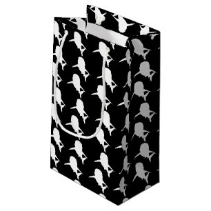 Black and white Shadow fish shark whale pattern Small Gift Bag