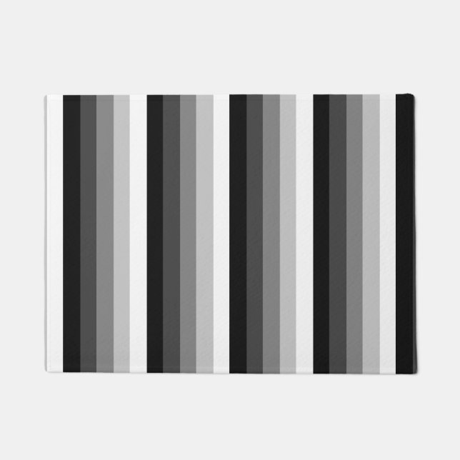 Black and white shadow stripes doormat (Front)