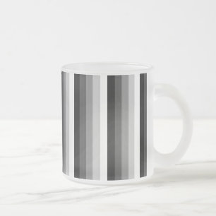 Black and white shadow stripes frosted glass coffee mug