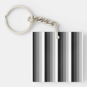 Black and white shadow stripes key ring