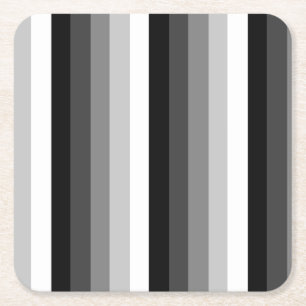 Black and white shadow stripes square paper coaster