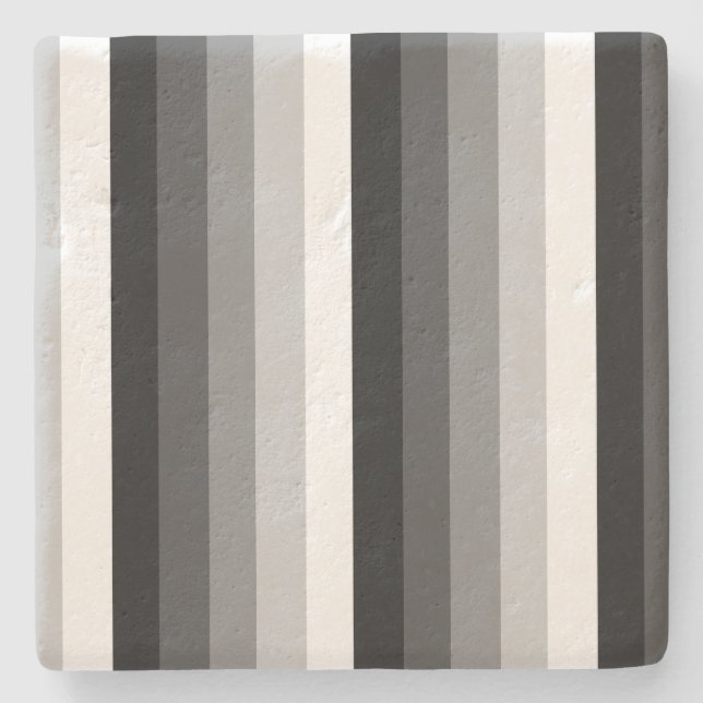 Black and white shadow stripes stone coaster (Front)