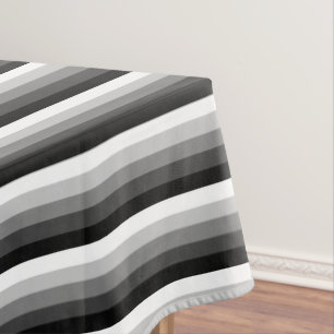 Black and white shadow stripes tablecloth