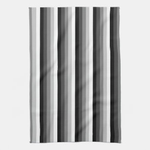 Black and white shadow stripes tea towel