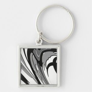 Black and White Shape Art Key Ring