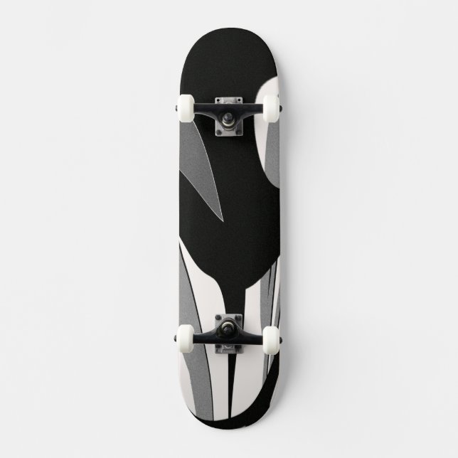 Black and White Shape Art Skateboard (Front)