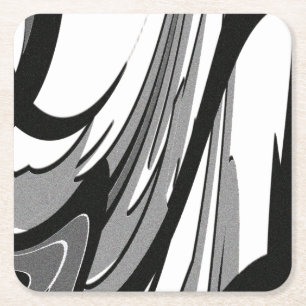 Black and White Shape Art Square Paper Coaster