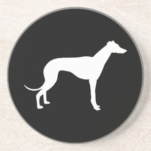 Black and White Shape of Greyhound Coaster