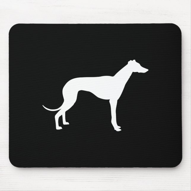 Black and White Shape of Greyhound Mouse Mat (Front)
