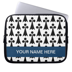 Black and white shape pattern monogram laptop sleeve