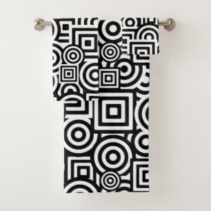 Black and White Shapes Cool Bath Towel Set